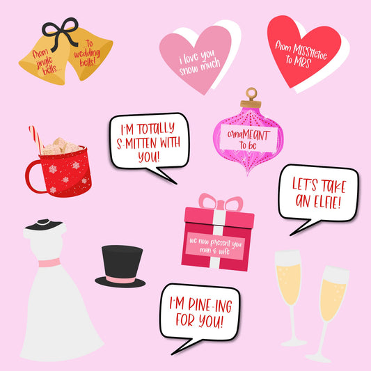 Pink Christmas Bridal Shower Photo Booth Prop Printables