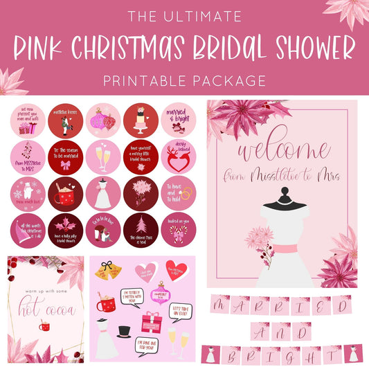 Pink Christmas Bridal Shower Printable Package