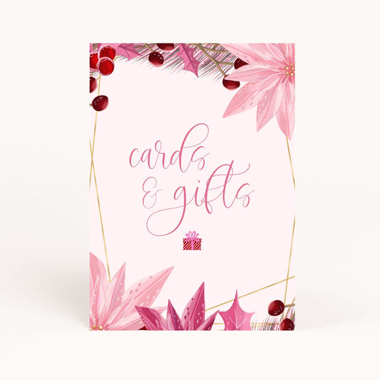 Pink Christmas Cards & Gifts Sign Printable