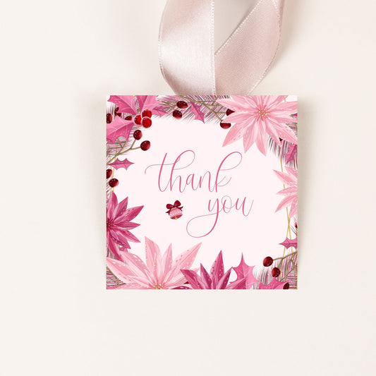 Pink Christmas Bridal Shower Favor Tag Printables