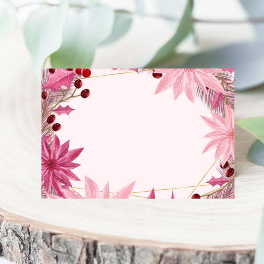 Pink Christmas Bridal Shower Food Tents / Place Cards Printables