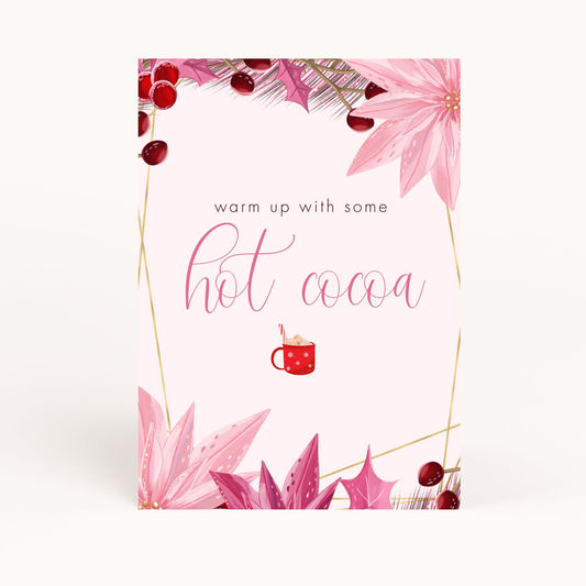 Pink Christmas Bridal Shower Hot Cocoa Sign Printable