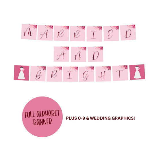 Pink Christmas Bridal Shower Full Alphabet Banner Printable