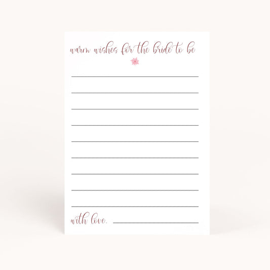 Pink Christmas Bridal Shower Warm Wishes for the Bride Card Printables