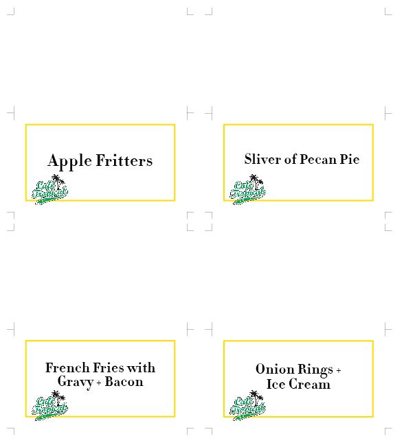 Schitts Party Food Tent Printables