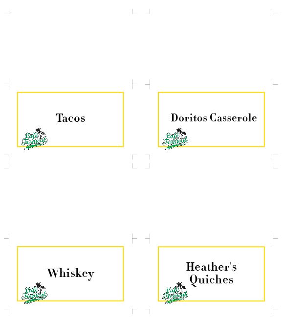 Schitts Party Food Tent Printables