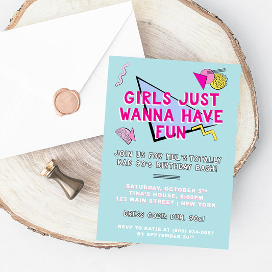 90s Party Invitation Printables
