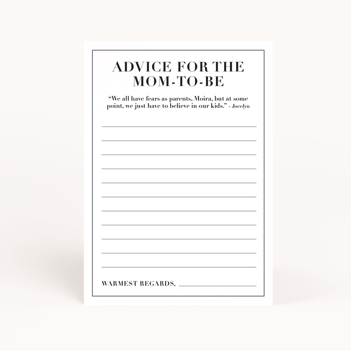 Schitts Baby Shower Advice for Mom to Be Card Printables