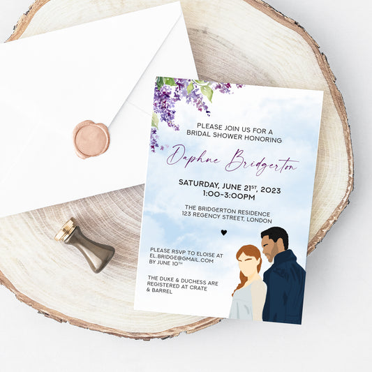 Bridgerton Bridal Shower Invitation Printable - Daphne and Simon