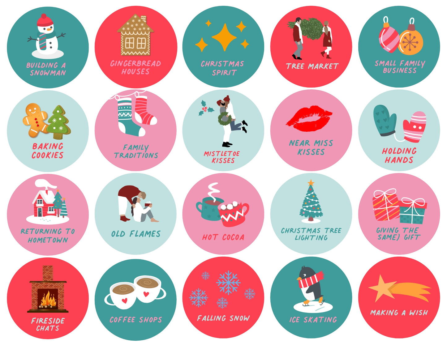 Romantic Christmas Movie Party Cupcake Topper Printables