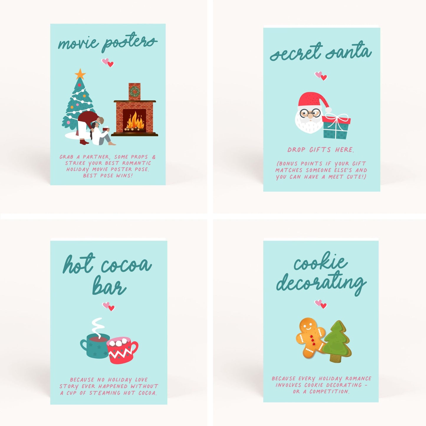 Romantic Christmas Movie Party Printable Package