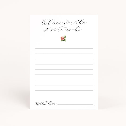 Downton Bridal Shower Advice for Bride Printables