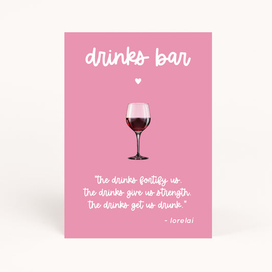 Gilmore Drinks Bar Sign Printable