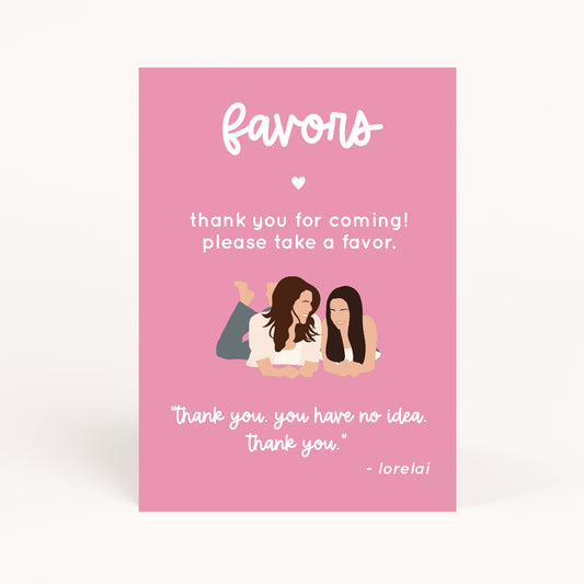 Gilmore Shower Favor Sign Printable