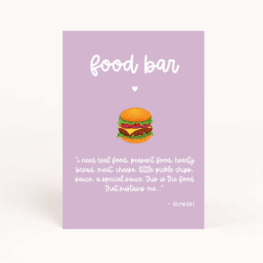 Gilmore Food Bar Sign Printable