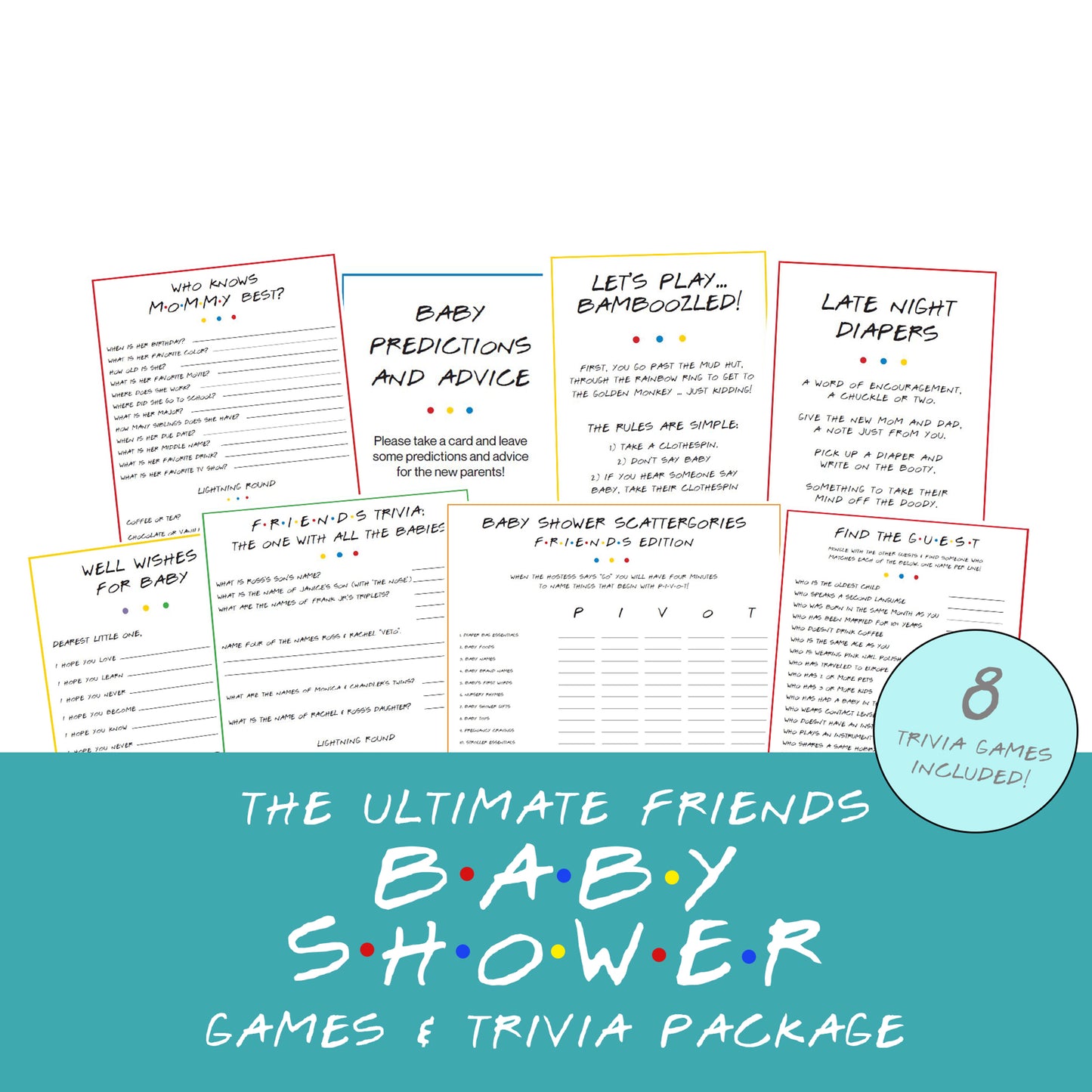 The Ultimate Friends Baby Shower Game & Trivia Printable Package