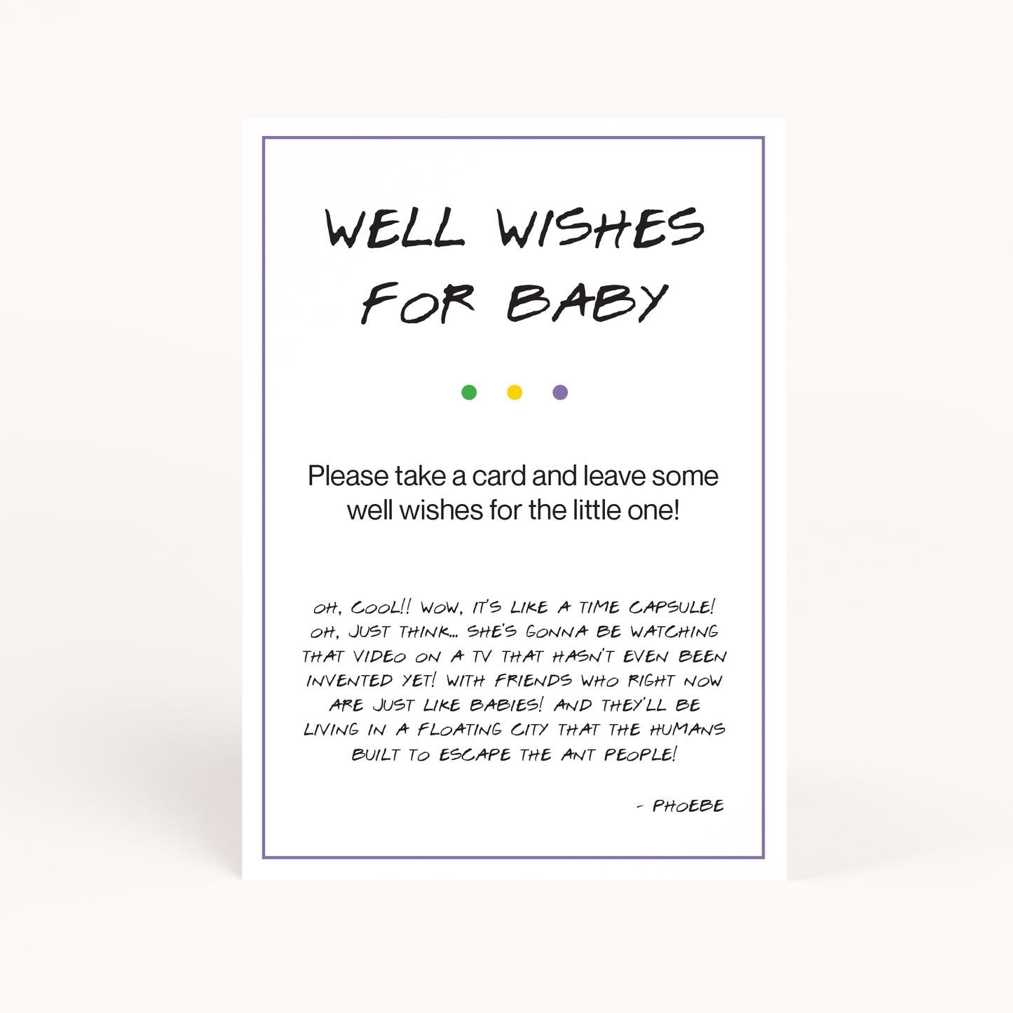 Friends Baby Shower Well Wishes for Baby Printable