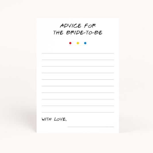Friends Bridal Shower Advice for Bride Card Printables
