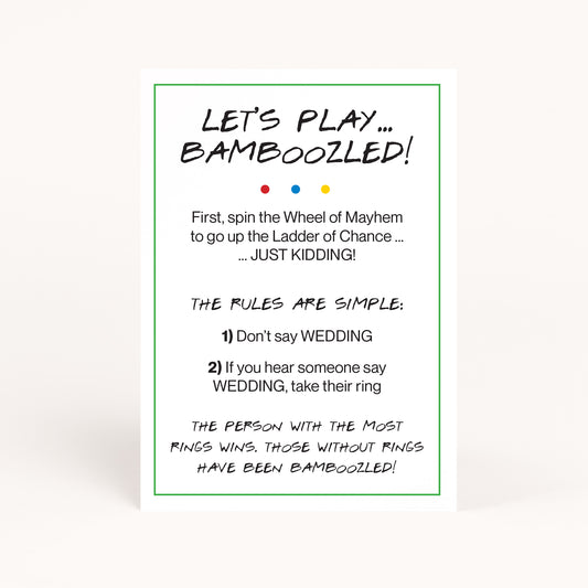 Friends Bridal Shower Don't Say Wedding Bamboozled Game Printable