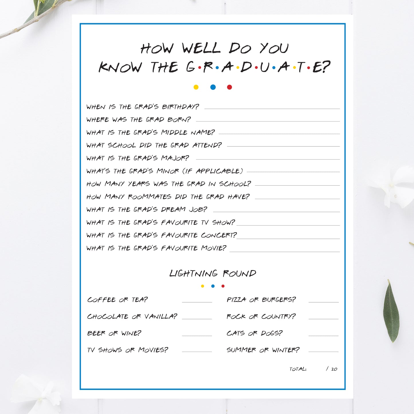 Friends Graduation How Well Do You Know Graduate Game Printable