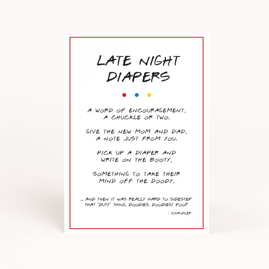 Friends Baby Shower Late Night Diapers Printable