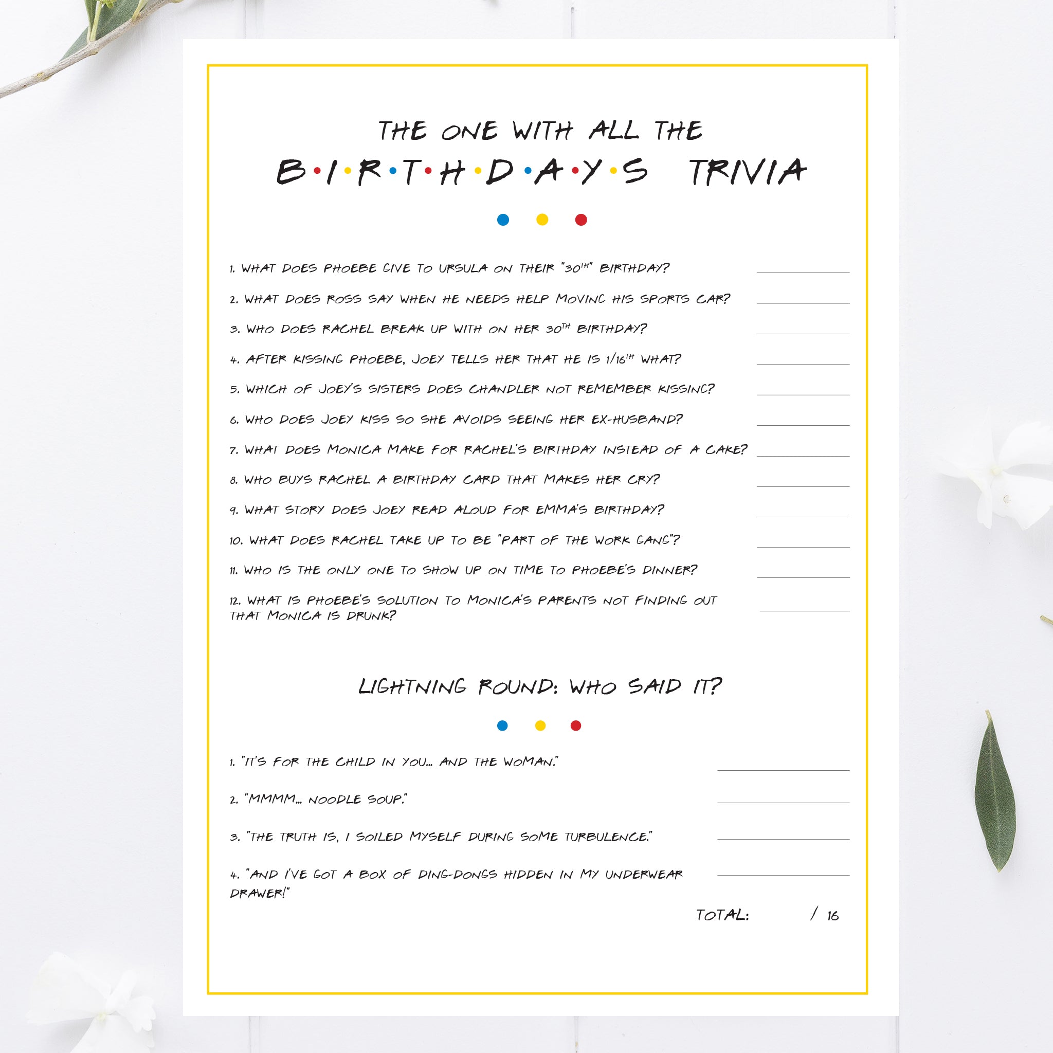 Friends Birthday Trivia Game Printable – awdesignsprintables