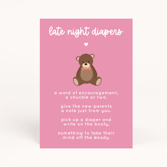 Gilmore Baby Shower Late Night Diapers Sign