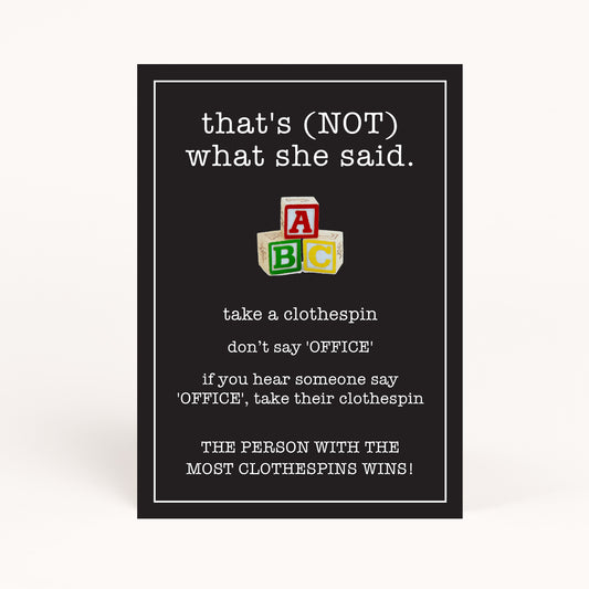 Office Baby Shower Clothespin Game Printable