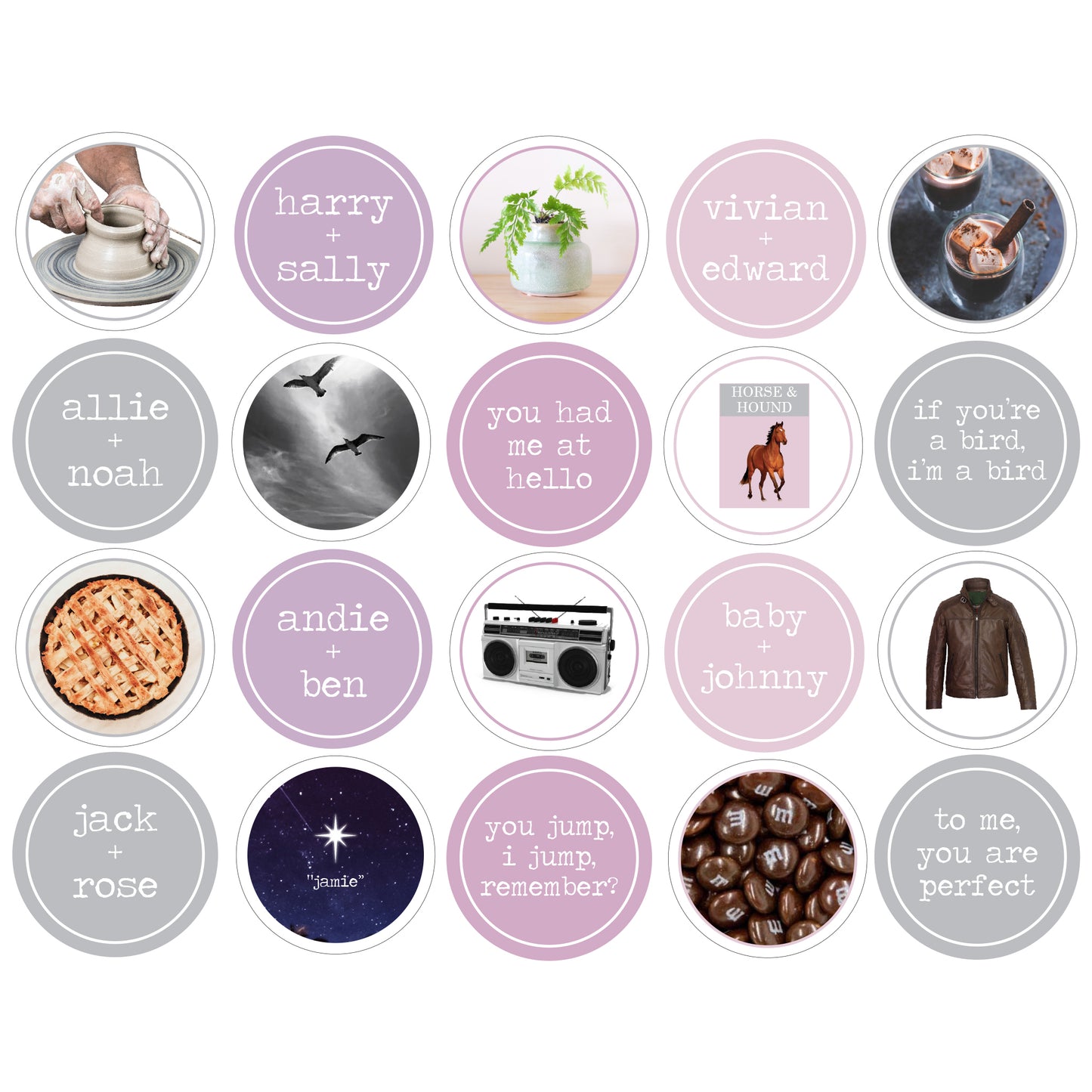 Romantic Movies Bridal Shower Cupcake Topper Printable