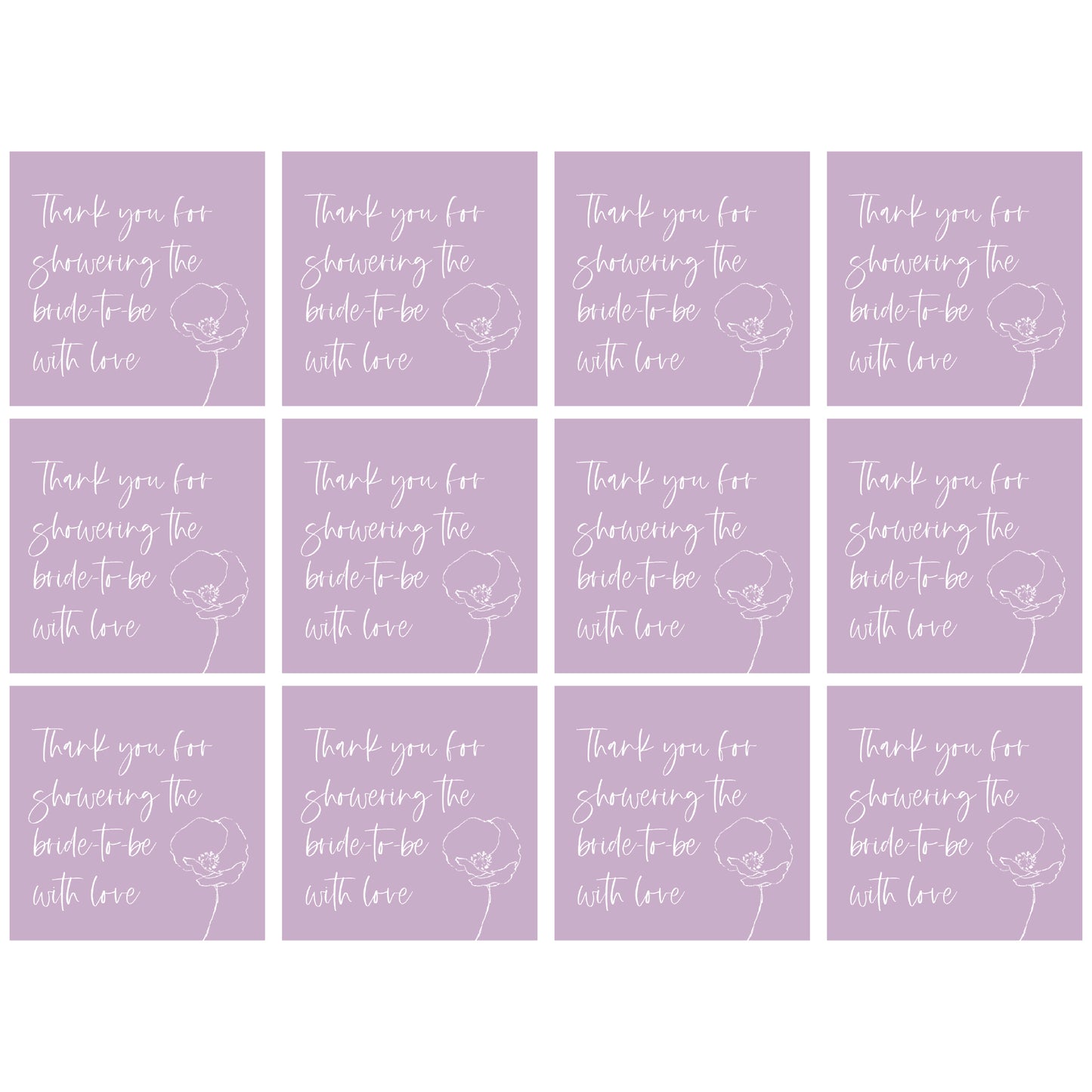 Romantic Movies Bridal Shower Thank You Tags Printable