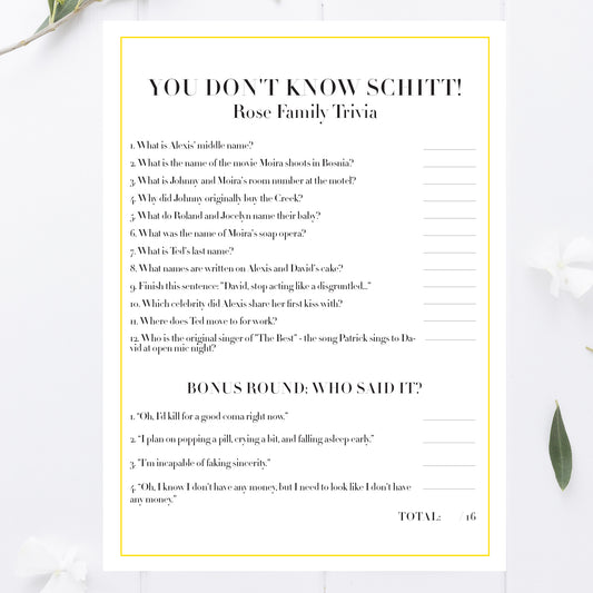 Schitts Party Trivia Game Printable