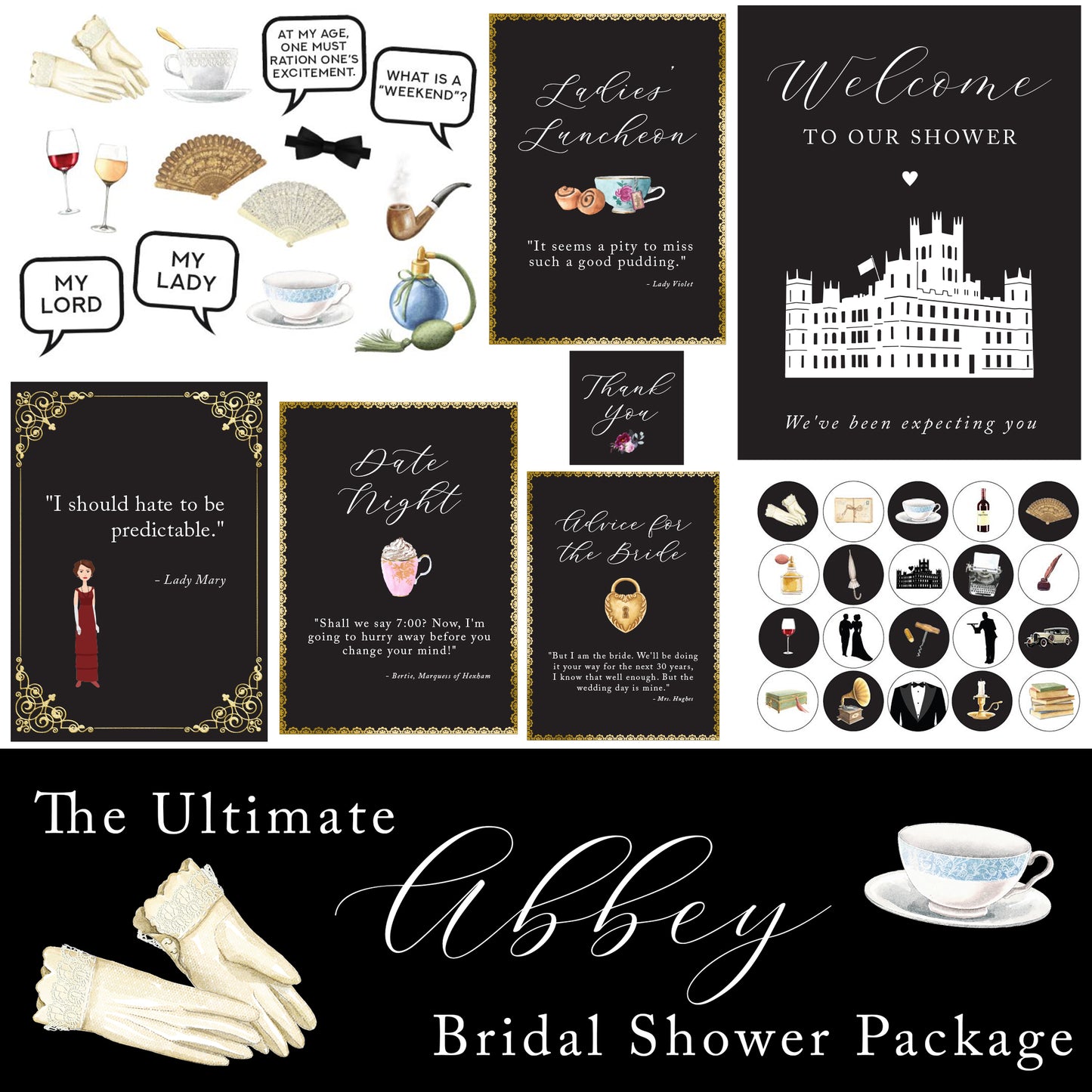 The Ultimate Downton Bridal Shower Printable Package