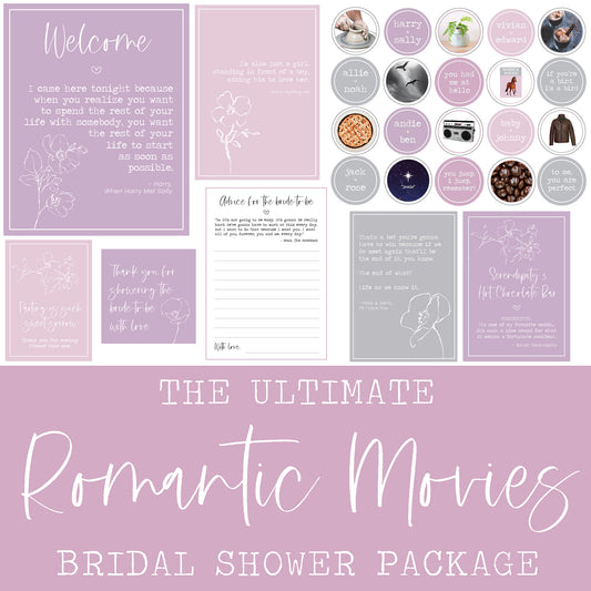 The Ultimate Romantic Movies Bridal Shower Printable Package