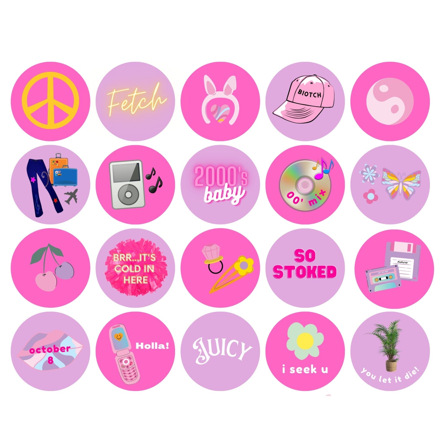 2000s Party Cupcake Toppers Printables