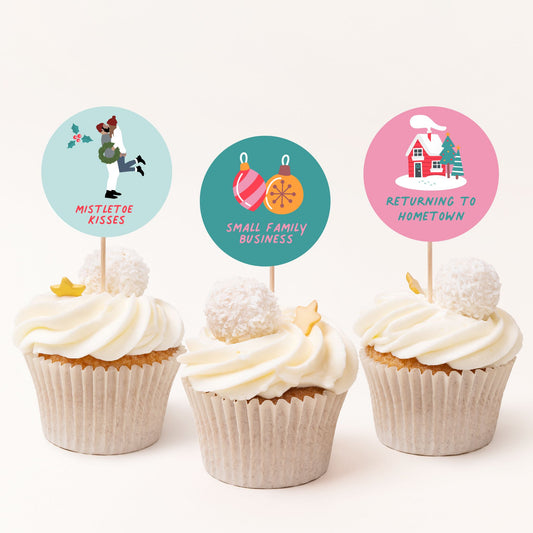Romantic Christmas Movie Party Cupcake Topper Printables