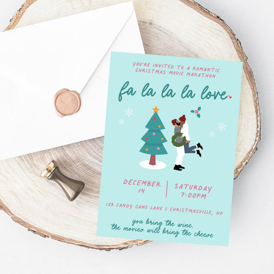 Romantic Christmas Movie Party Invitation Printable