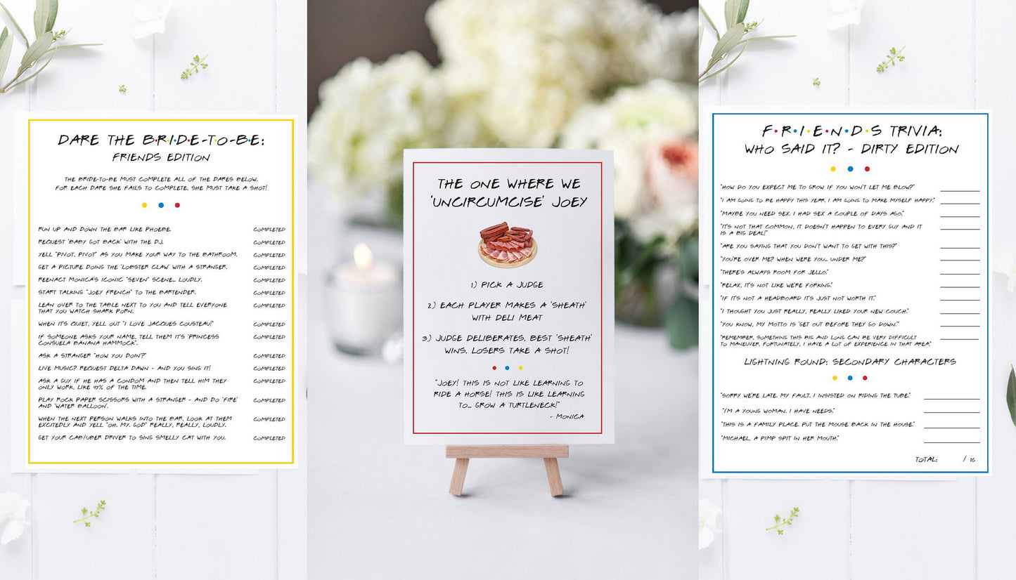 The Ultimate Friends DIRTY Bachelorette Party Printable Package