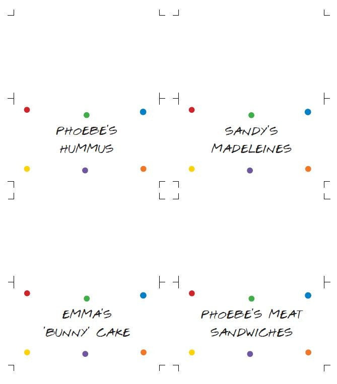 Friends Party Food Tent Printables