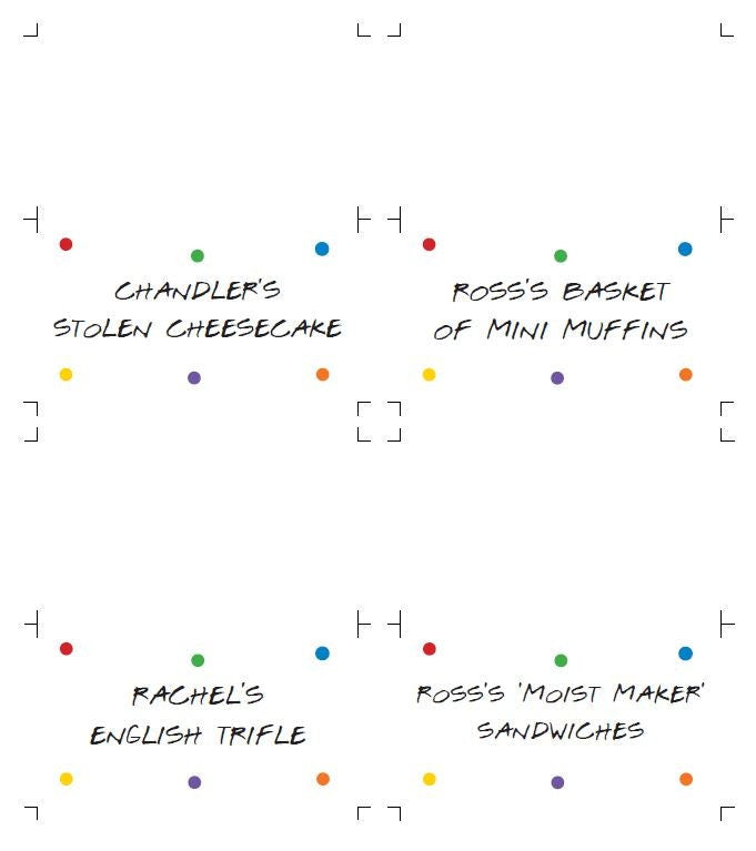 Friends Party Food Tent Printables