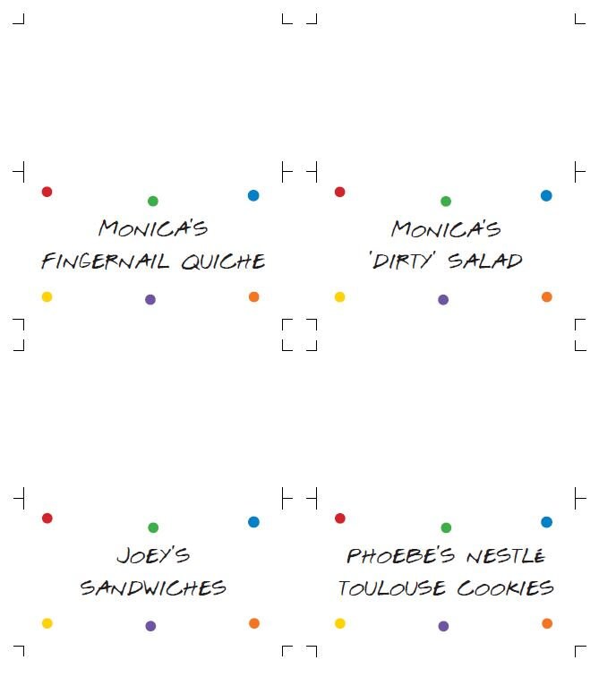 Friends Party Food Tent Printables