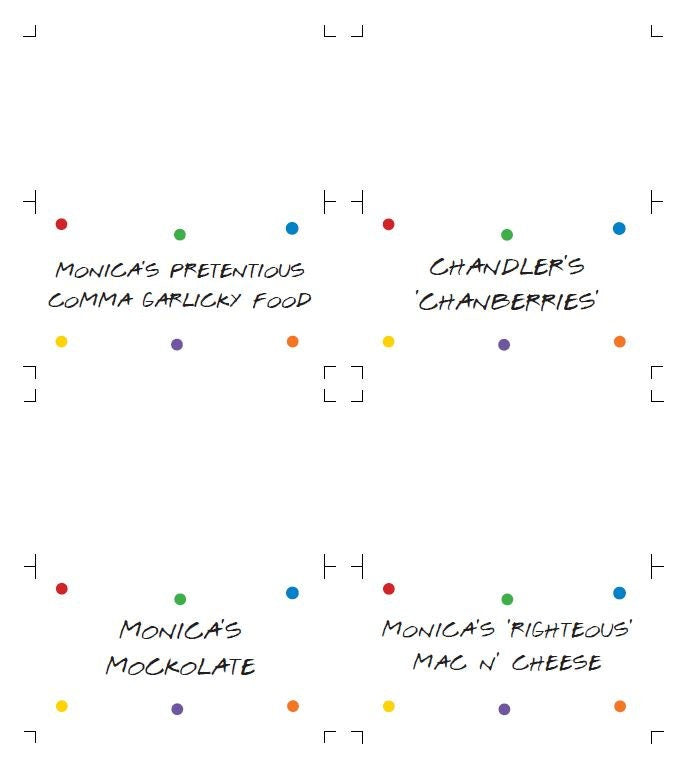 Friends Party Food Tent Printables