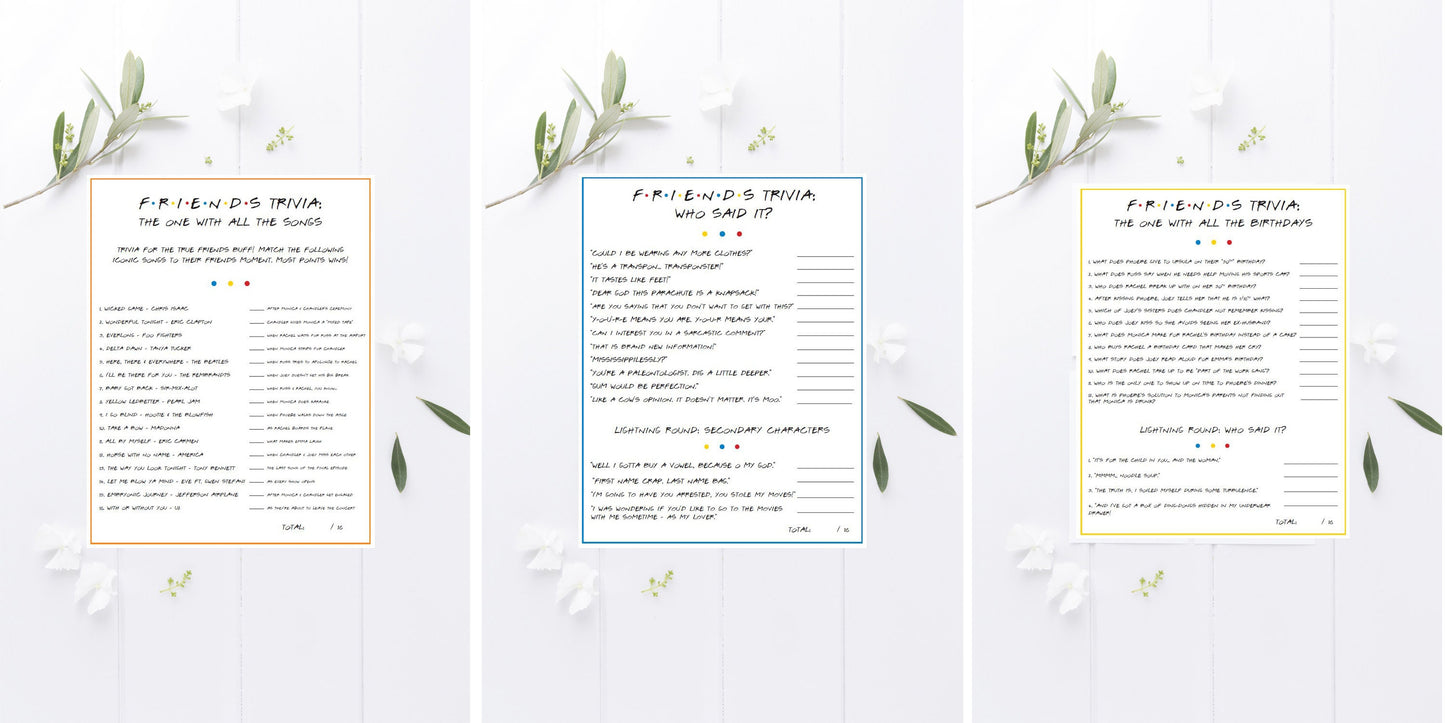 The Ultimate Friends Party Printable Package