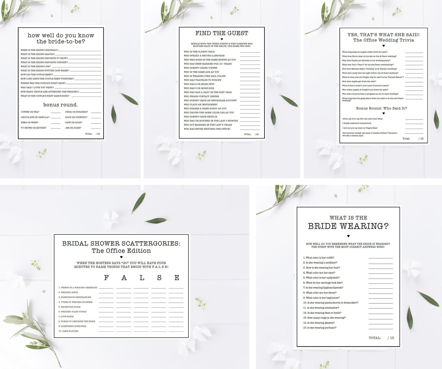 The Ultimate Office Bridal Shower Printable Package