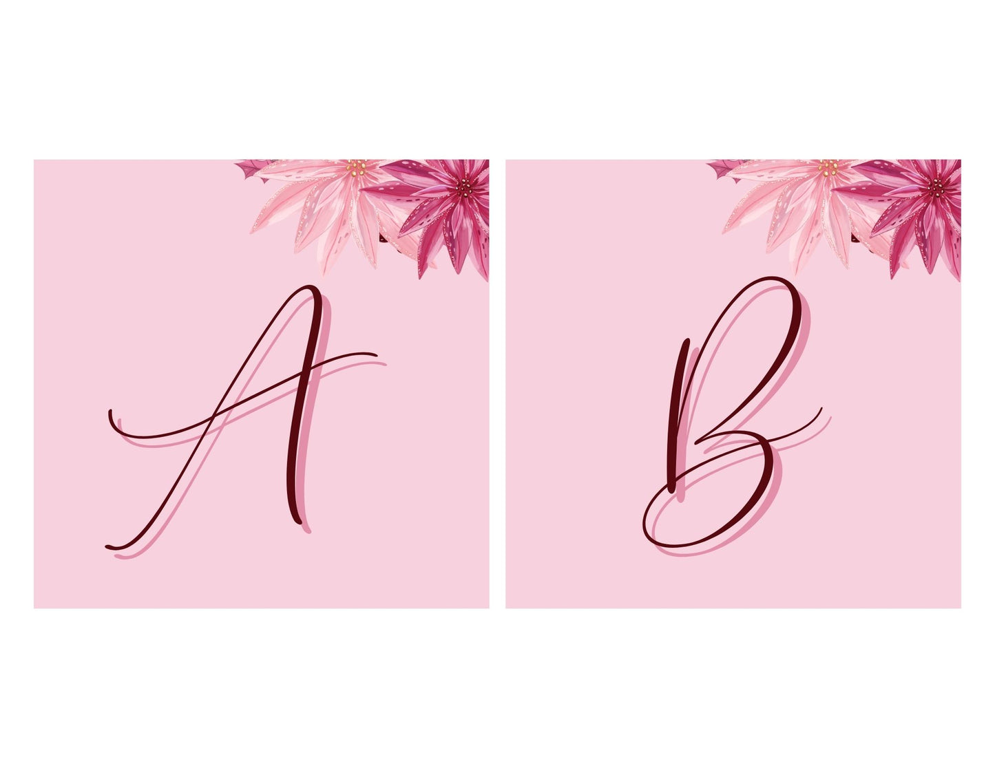 Pink Christmas Bridal Shower Full Alphabet Banner Printable
