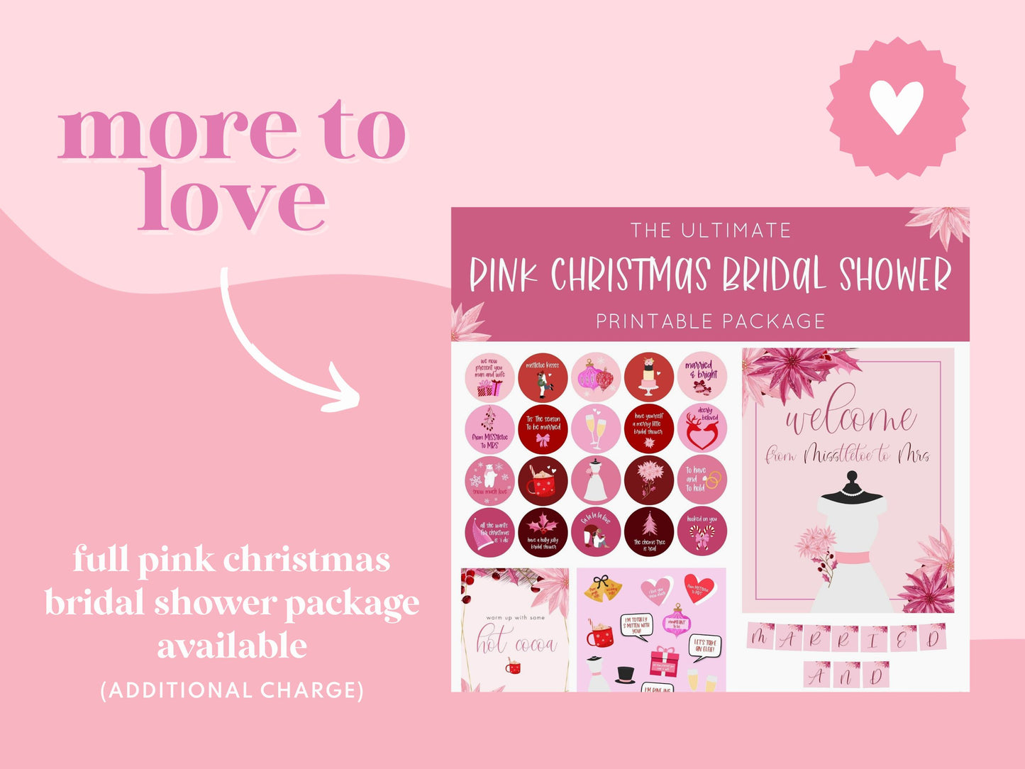 Pink Christmas Bridal Shower Full Alphabet Banner Printable