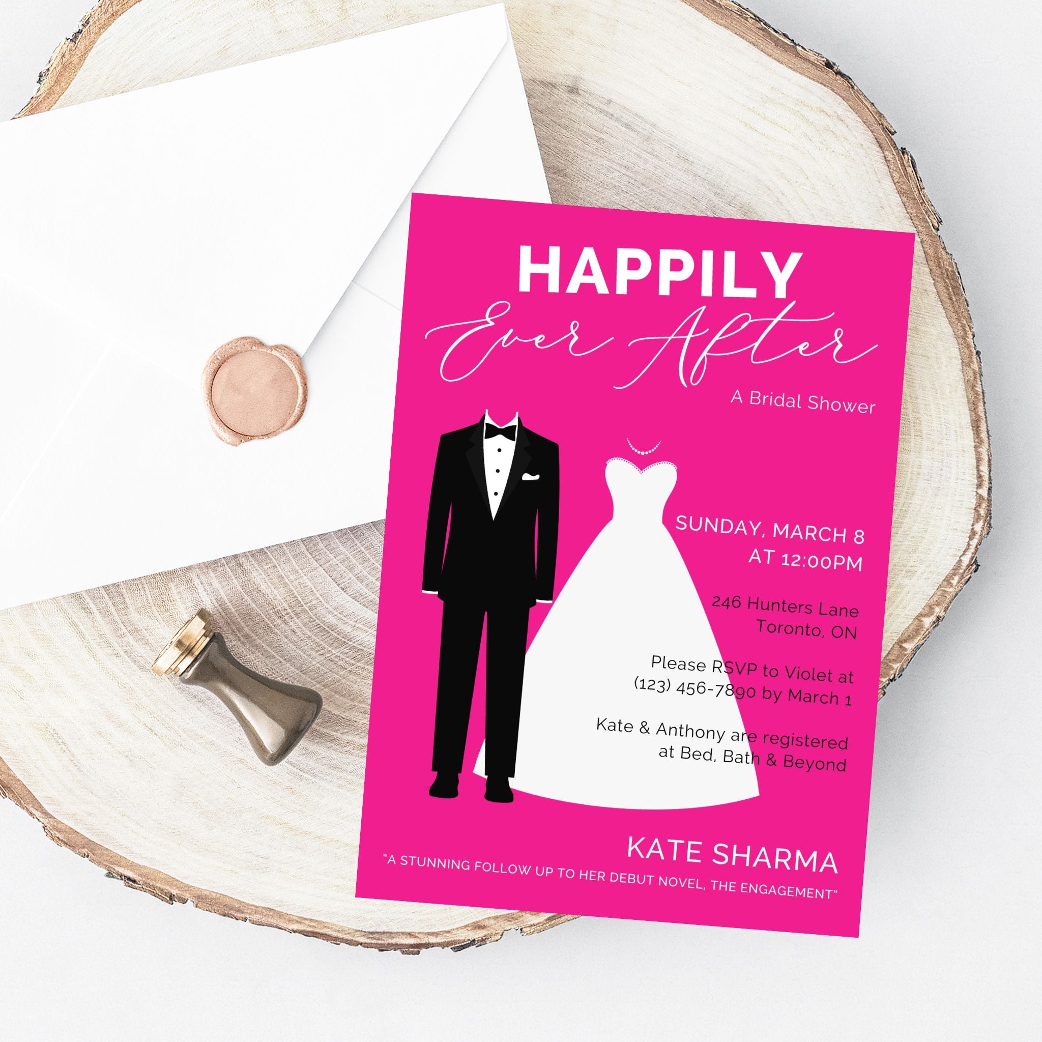 Rom Com Novel Bridal Shower Invitation Printable – awdesignsprintables