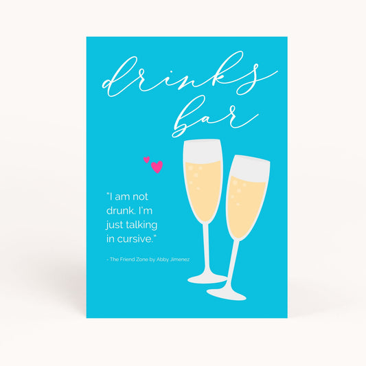 Rom Com Novel Bridal Shower Drinks Bar Sign Printable