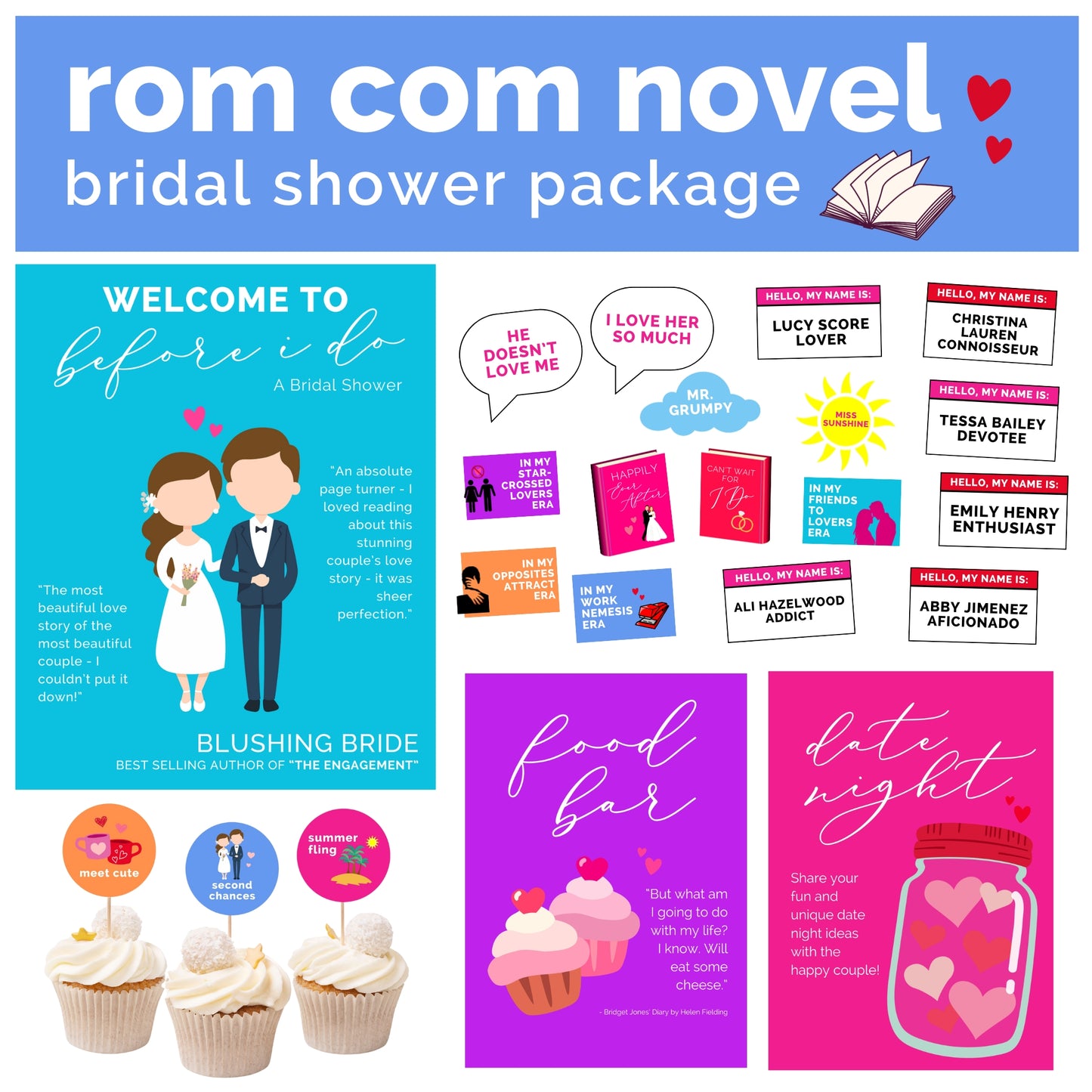 Rom Com Novel Bridal Shower Printable Package