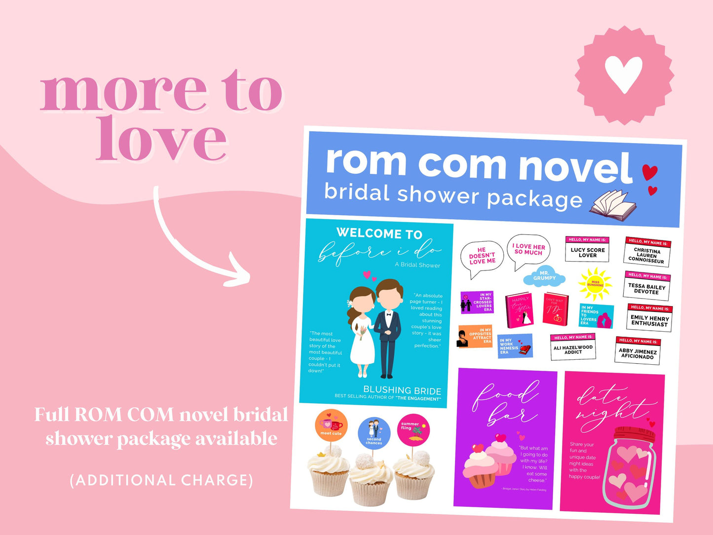 Rom Com Novel Bridal Shower Favor Sign Printable