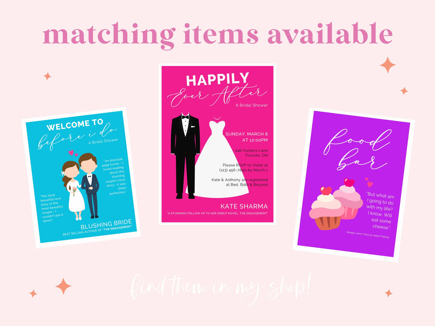 Rom Com Novel Bridal Shower Favor Sign Printable